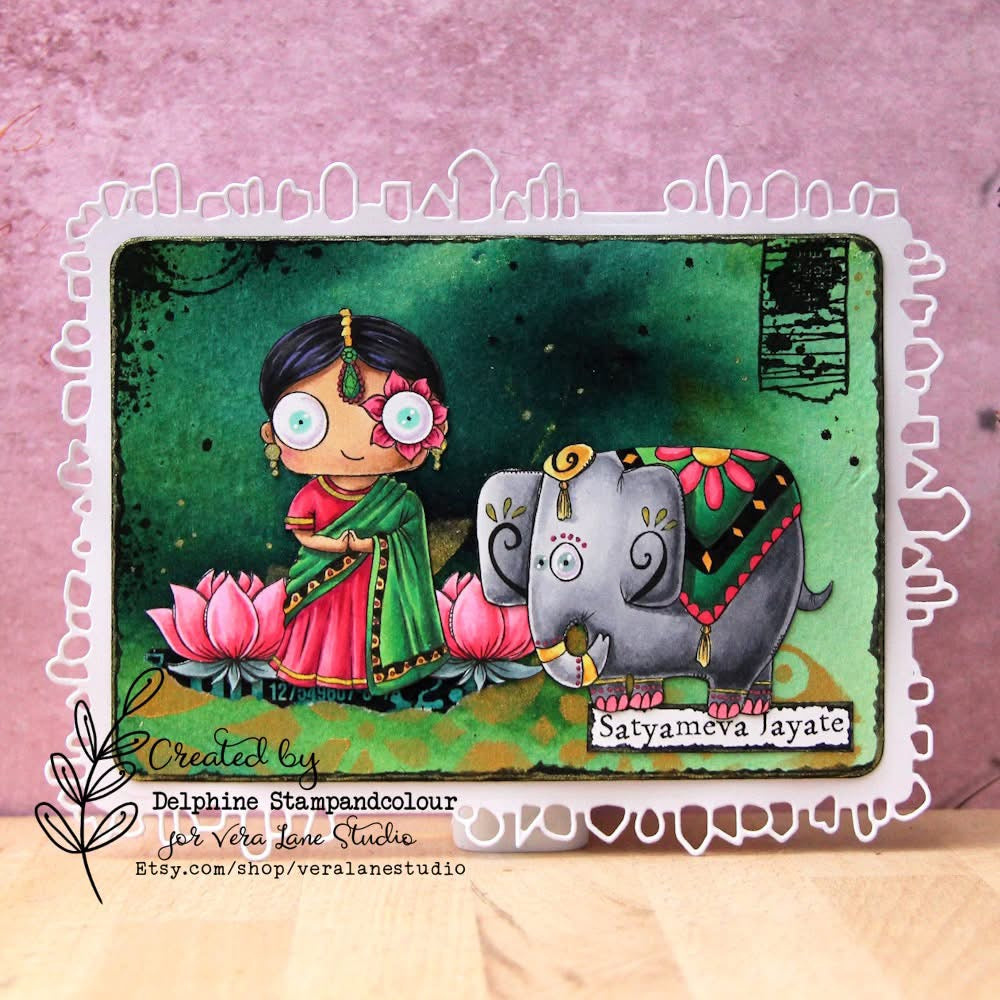 India - 7 Digi stamp set in jpg and png files