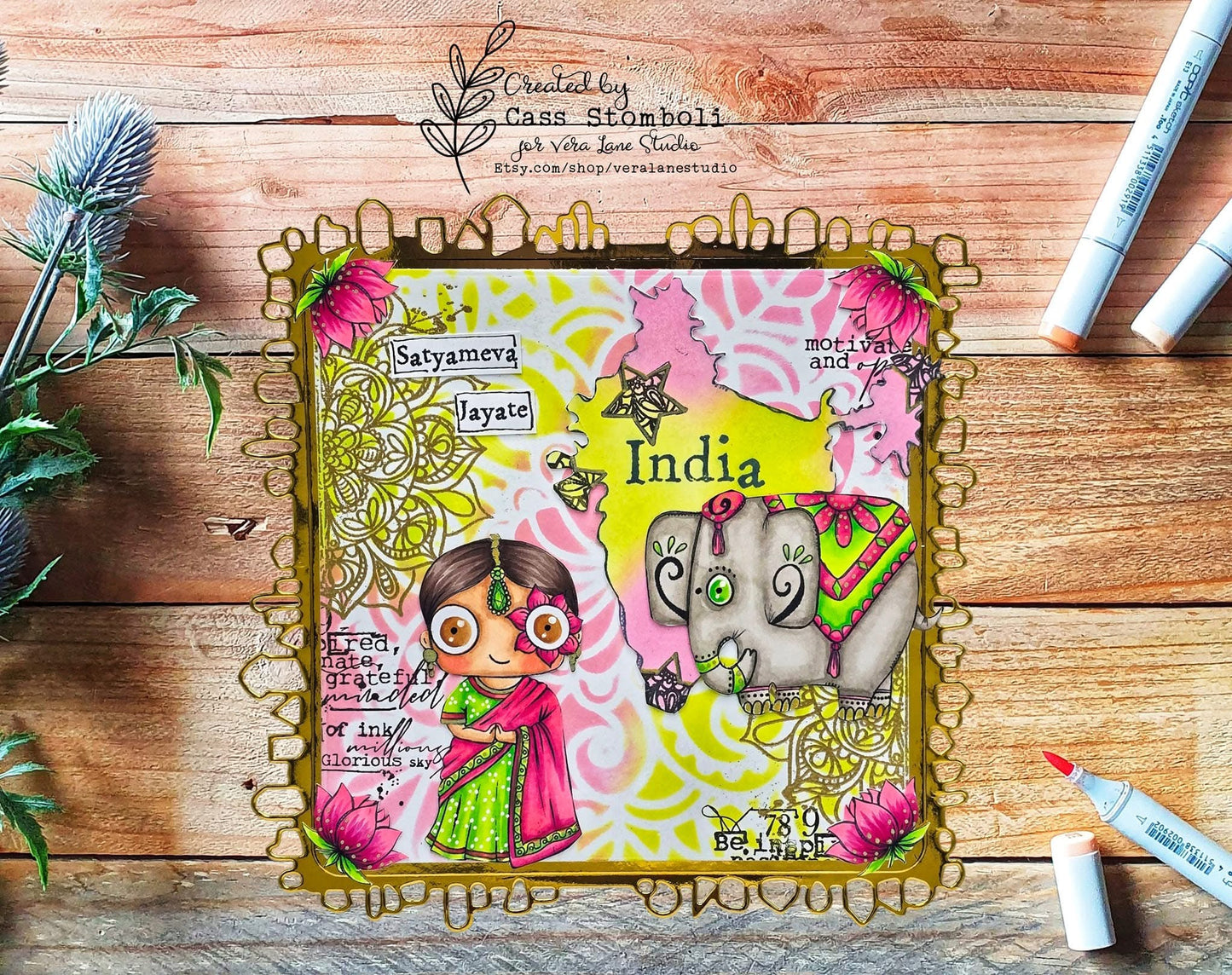India - 7 Digi stamp set in jpg and png files