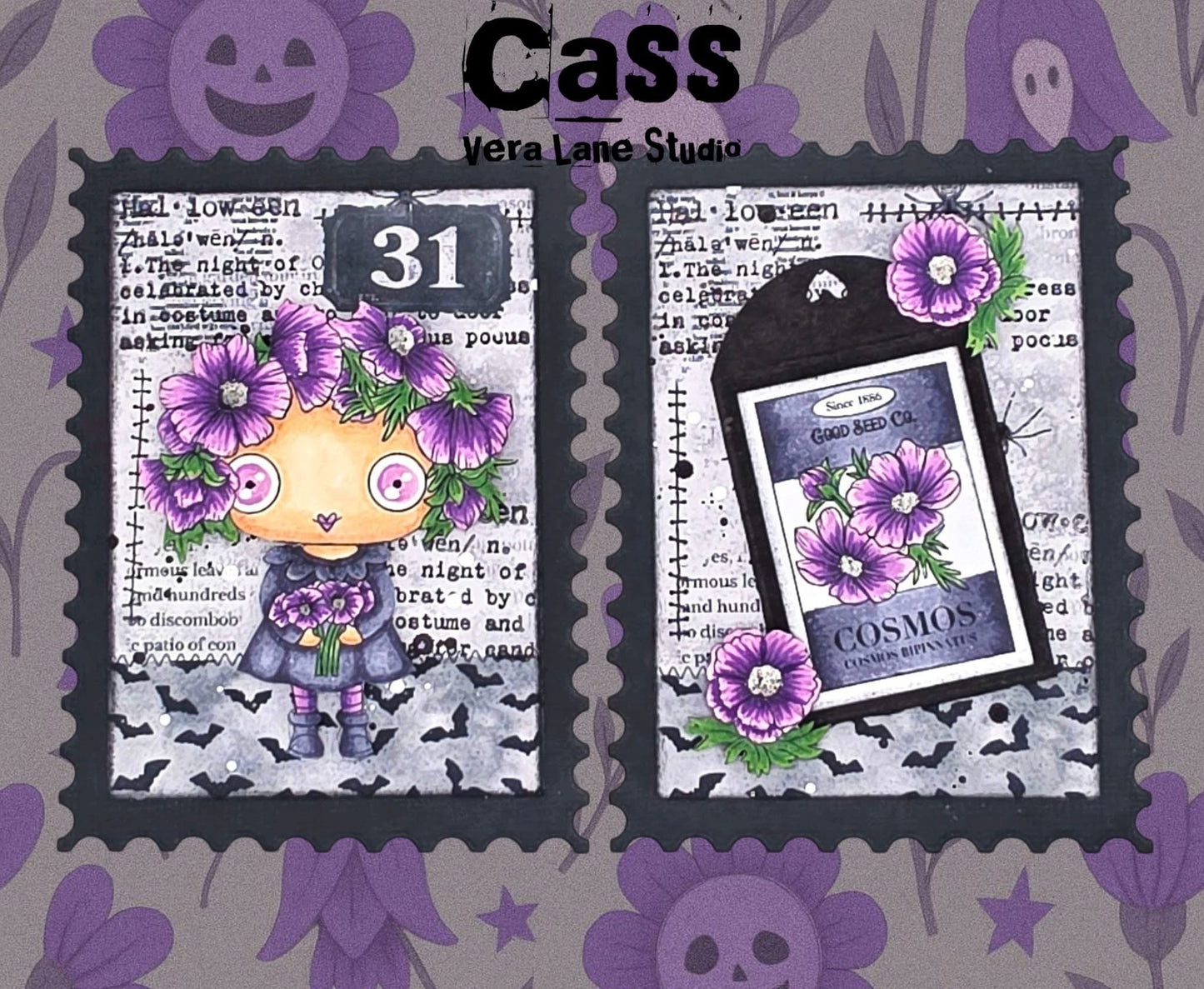 Cosmos Seedling - 7 digital file bundle, color ephemera and background included Card Kit