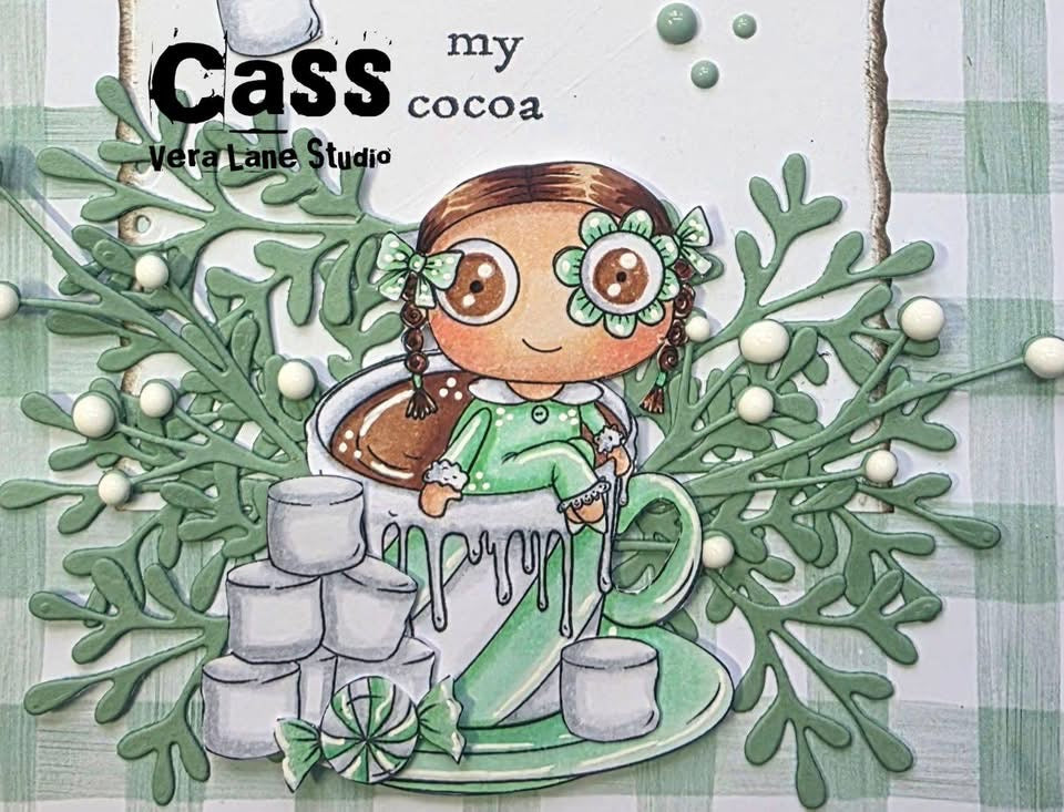 Cocoa Mint Digital Stamps Set –  Digi Stamps, 2 Colored Backgrounds, Whimsical Holiday Mug, Scrapbooking, Cardmaking Downloads