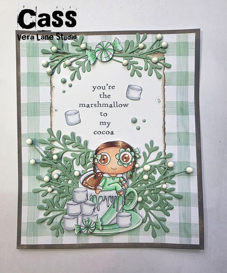 Cocoa Mint Digital Stamps Set –  Digi Stamps, 2 Colored Backgrounds, Whimsical Holiday Mug, Scrapbooking, Cardmaking Downloads