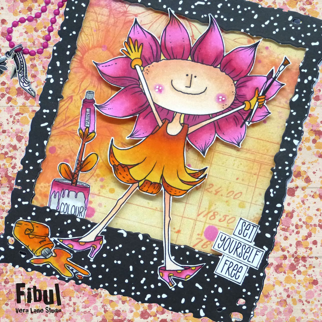 En plein air card kit - 6 Digi stamps in jpg and png files, 4 colored backgrounds