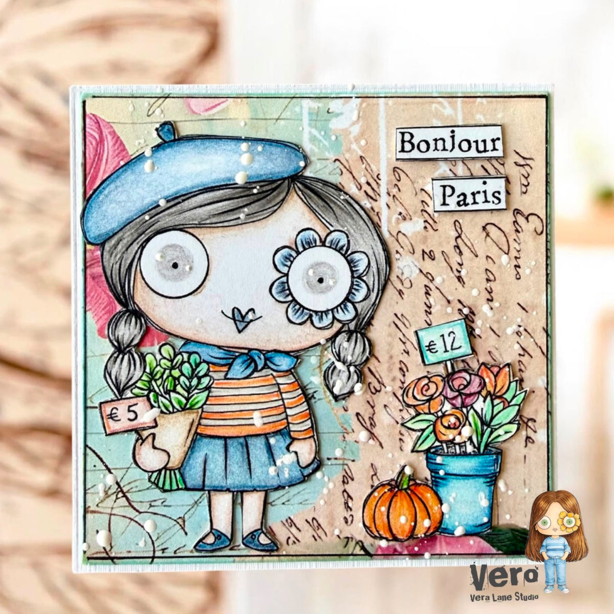Paris Flower Market Card Kit, Digital Stamps & Backgrounds, Junk Journal Kit, Marché à Paris Stamps