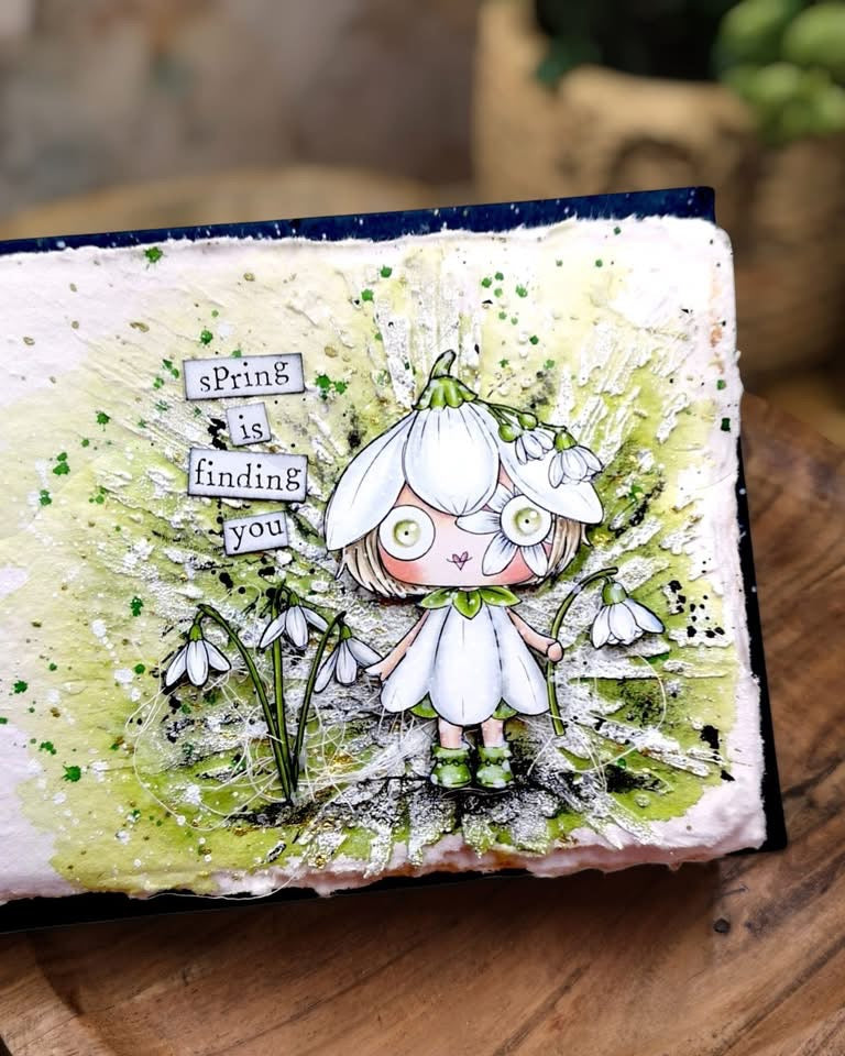 SNOWDROP — Digital Stamp Card Kit bundle  (7 images + 4 backgrounds)