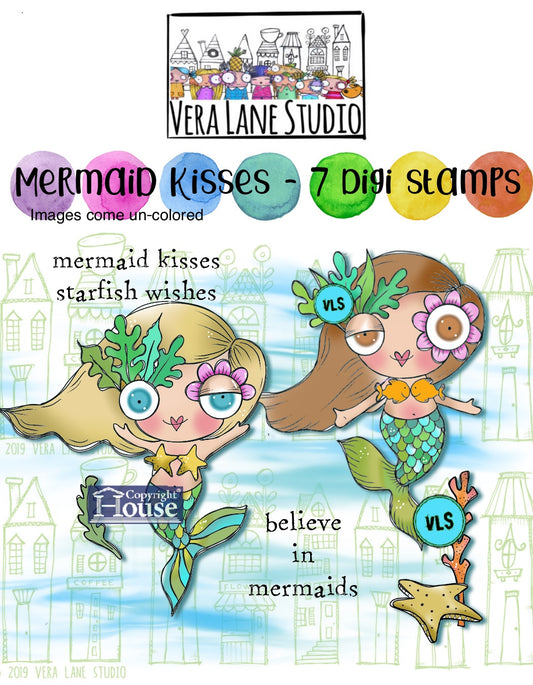 Mermaid Kisses - 7 Digi stamps in jpg and png files