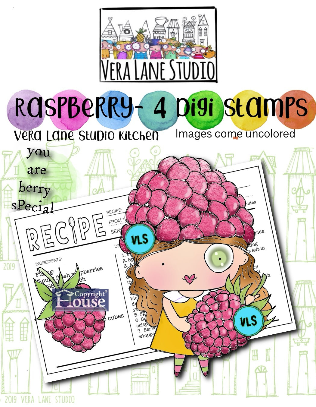 Raspberry - 4 digi stamped and JPG and PNG files