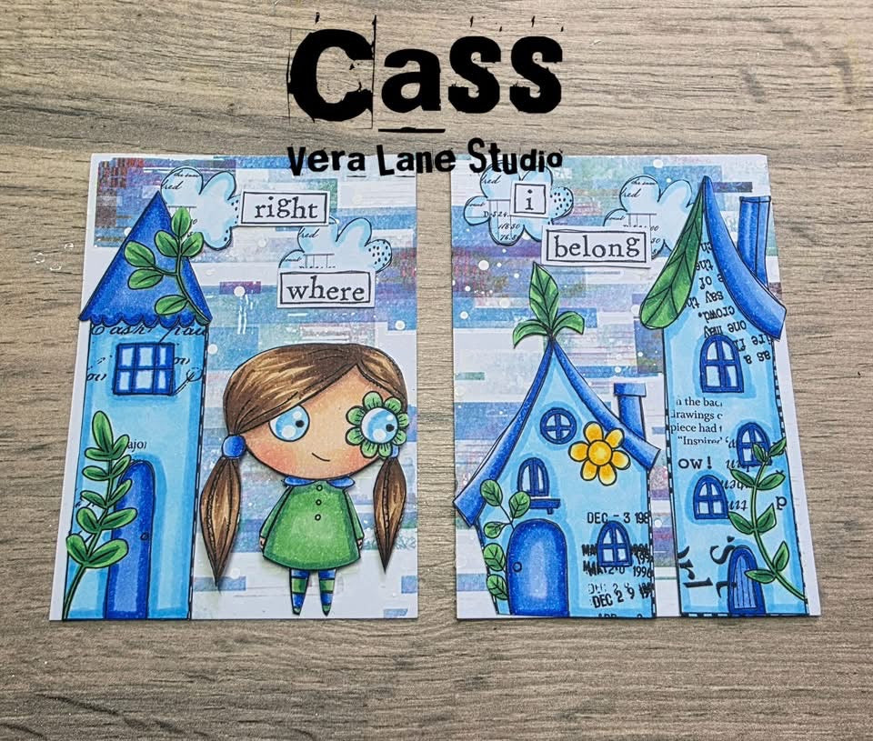Whimsical Collage House Digital Stamps – 7 Blank Canvas Digi Stamps for Cardmaking, junk journals, hybrid scrapbooking