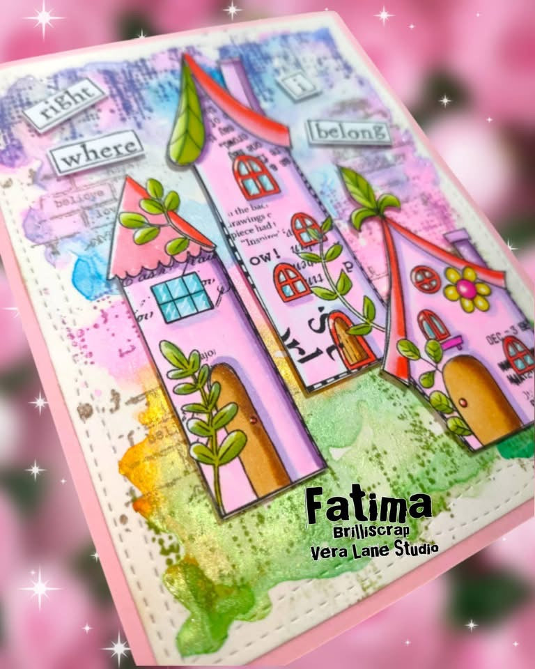 Whimsical Collage House Digital Stamps – 7 Blank Canvas Digi Stamps for Cardmaking, junk journals, hybrid scrapbooking