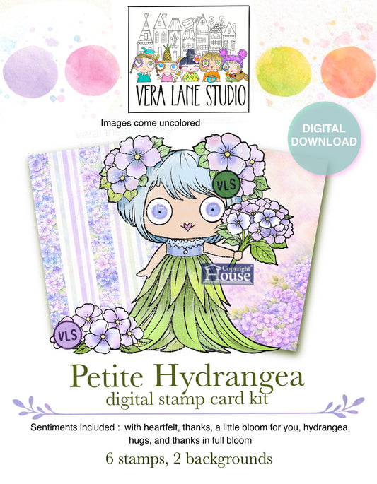 Petite Hydrangea Digital Stamp Card Kit