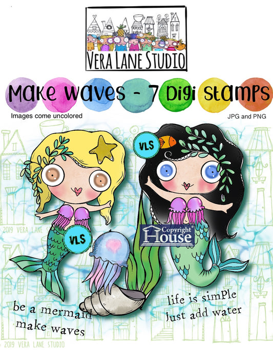 Make Waves - 7 Digi stamp sets in jpg and png files