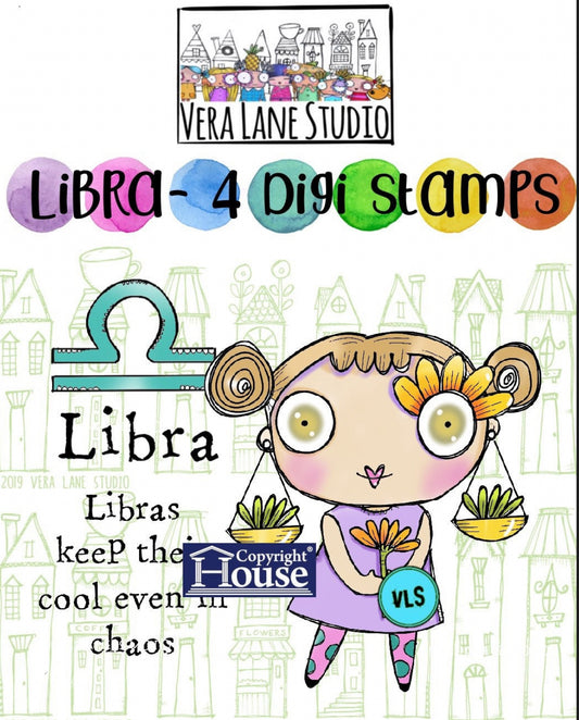 Libra - 4 Digi stamps in jpg and png files