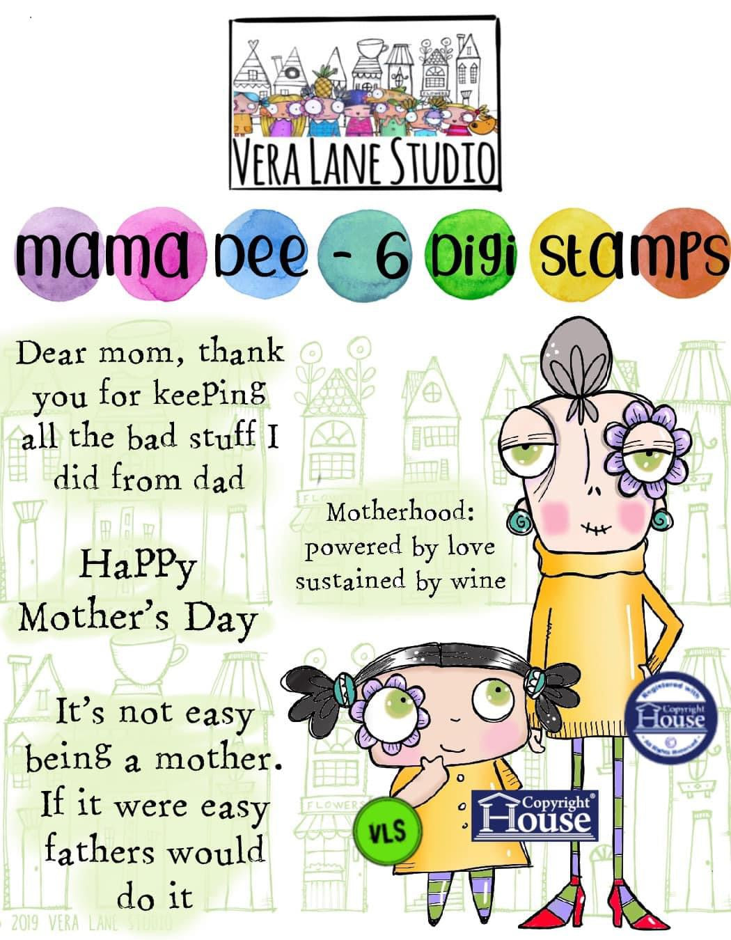 Mama Dee - 6 Digi stamps in jpg and png files