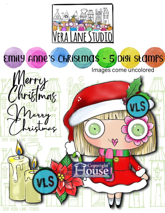 Emily Anne’s Christmas - 5 Digi stamps in jpg and png files