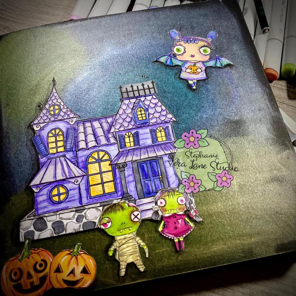 Haunted House - 5 Digi stamps in jpg and png files