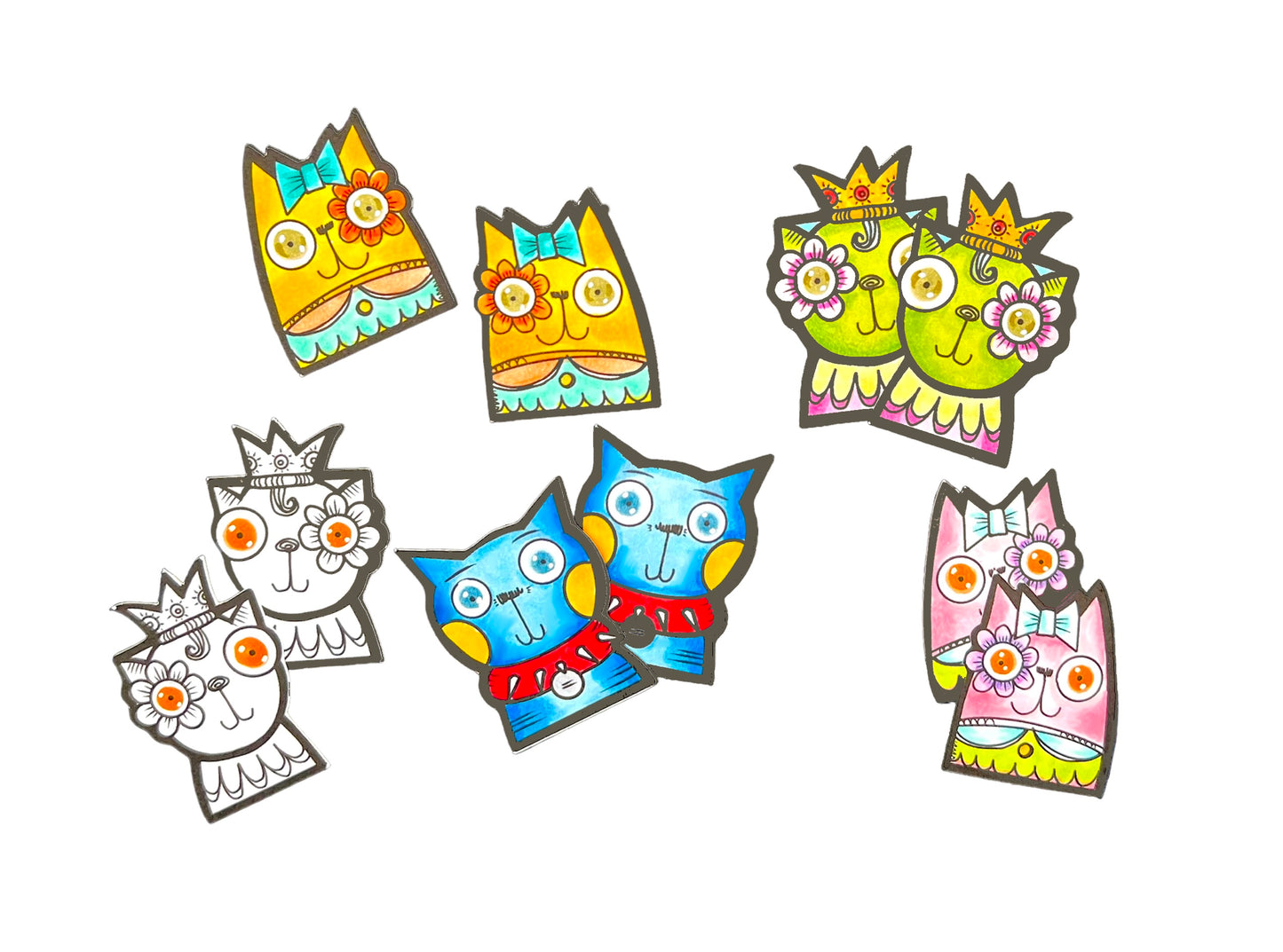 Cats on the Block - 8 digital stamps in jpg and png files. Includes color images and black and white