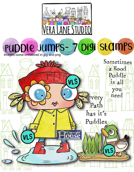 Puddle Jumps - 7 Digi stamp bundle in jpg and  png files