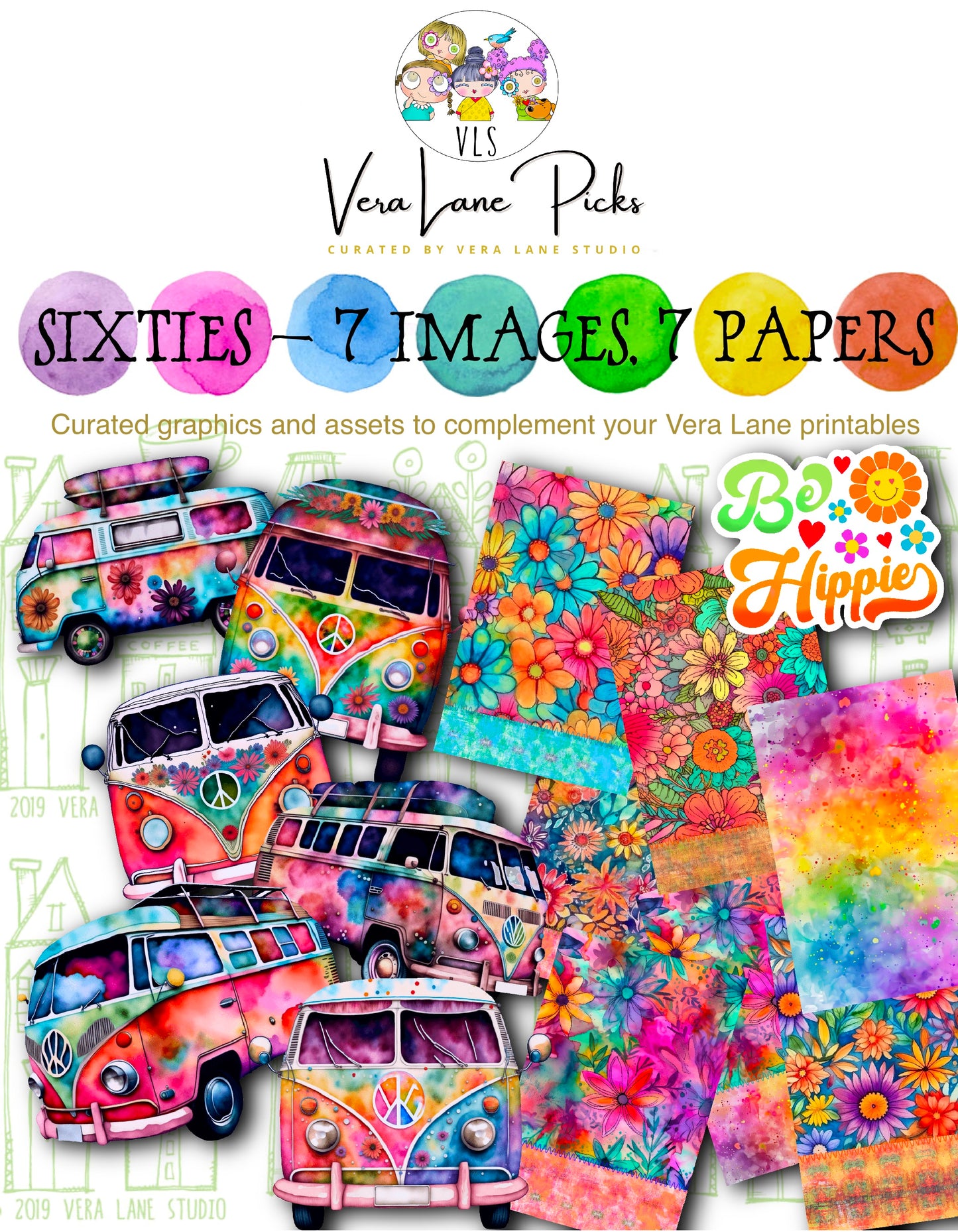 Sixties digital kit - 7 images, 7 backgrounds