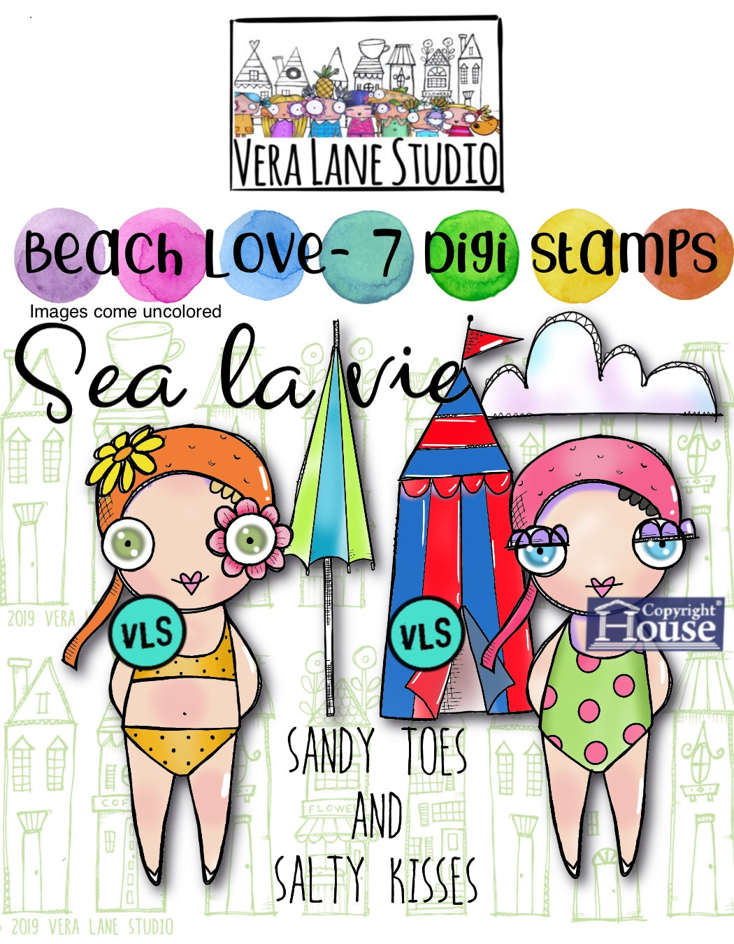 Beach Love - 7 Digi stamps in jpg and png files