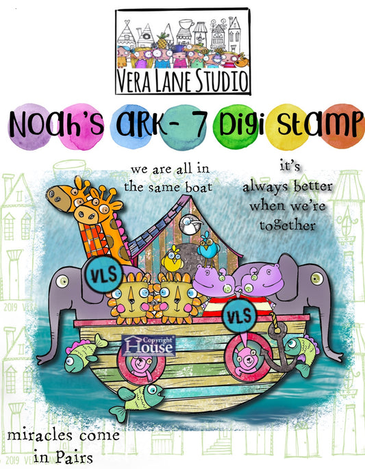 Noah’s Ark - 7 Digi stamp bundle in jpg and png files