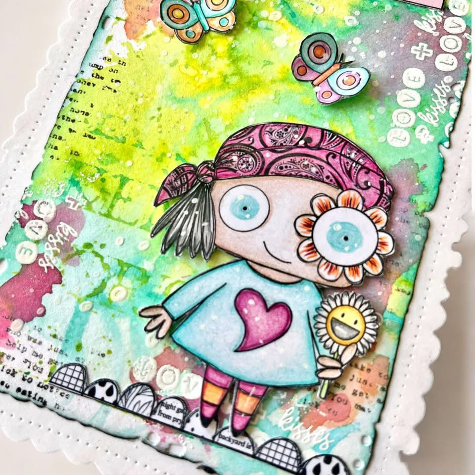 Stay Groovy card and scrap kit - 7 Digi stamps in jpg and png files, 2 backgrounds, and four bonus stickers