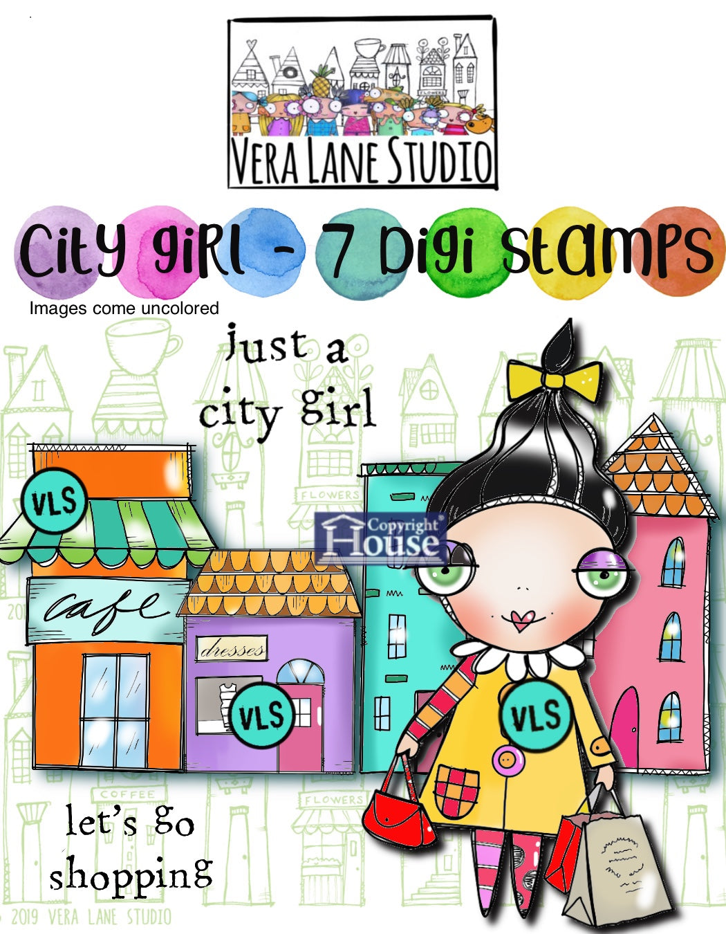 City Girl - 7 Digi stamp bundle in jpg and png files