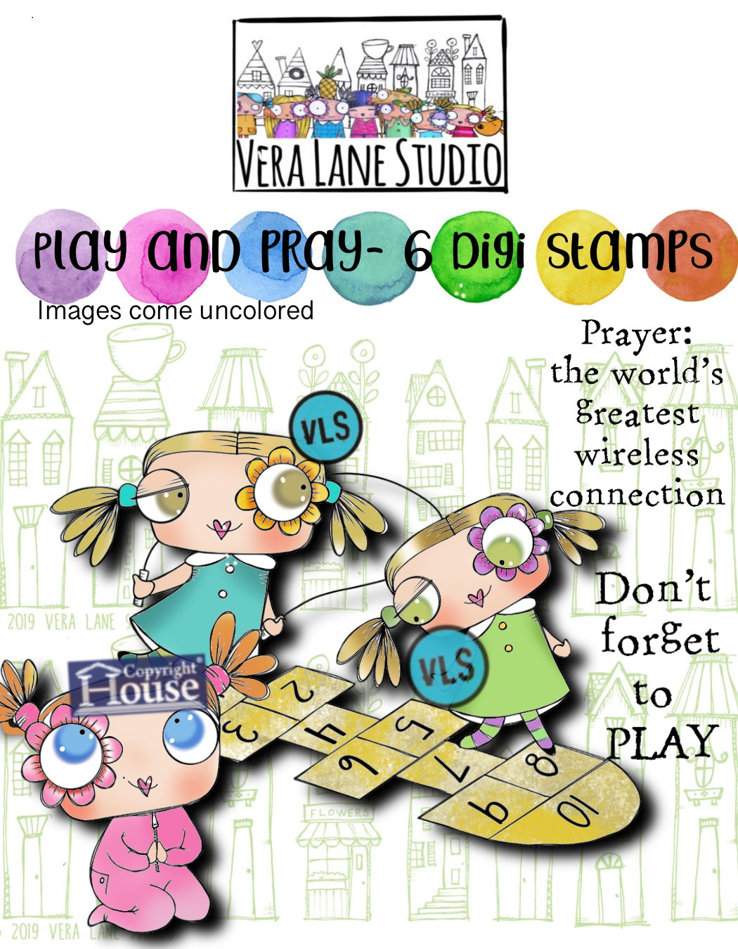 Play and Pray - 6 Digi stamps in jpg and png files