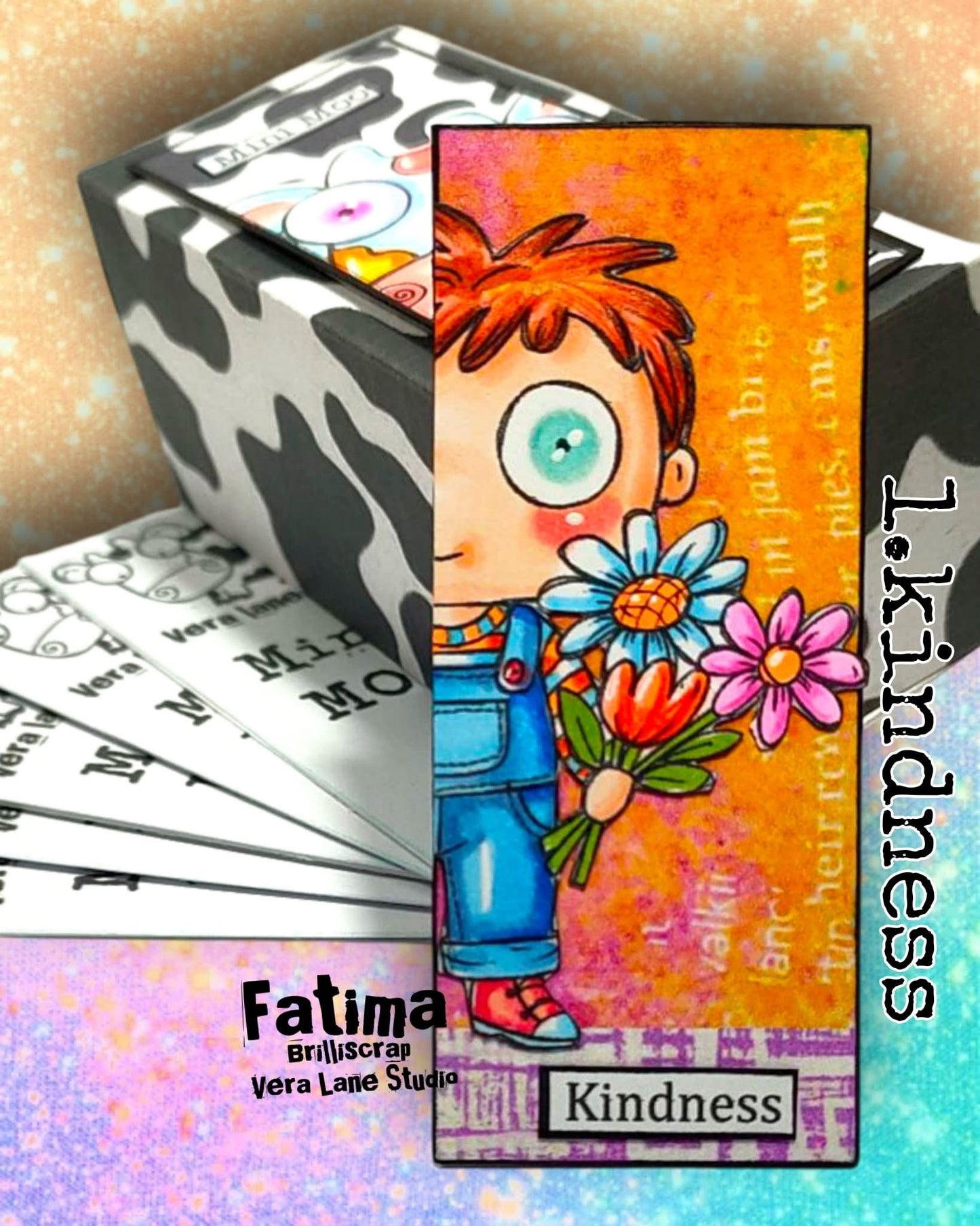 Picked for  you - 7 Digi stamps with 3  colored backgrounds
