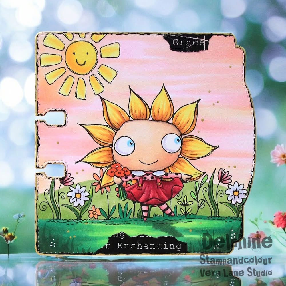 Danse des Petales - 3 Digi stamps 4 colorful backgrounds