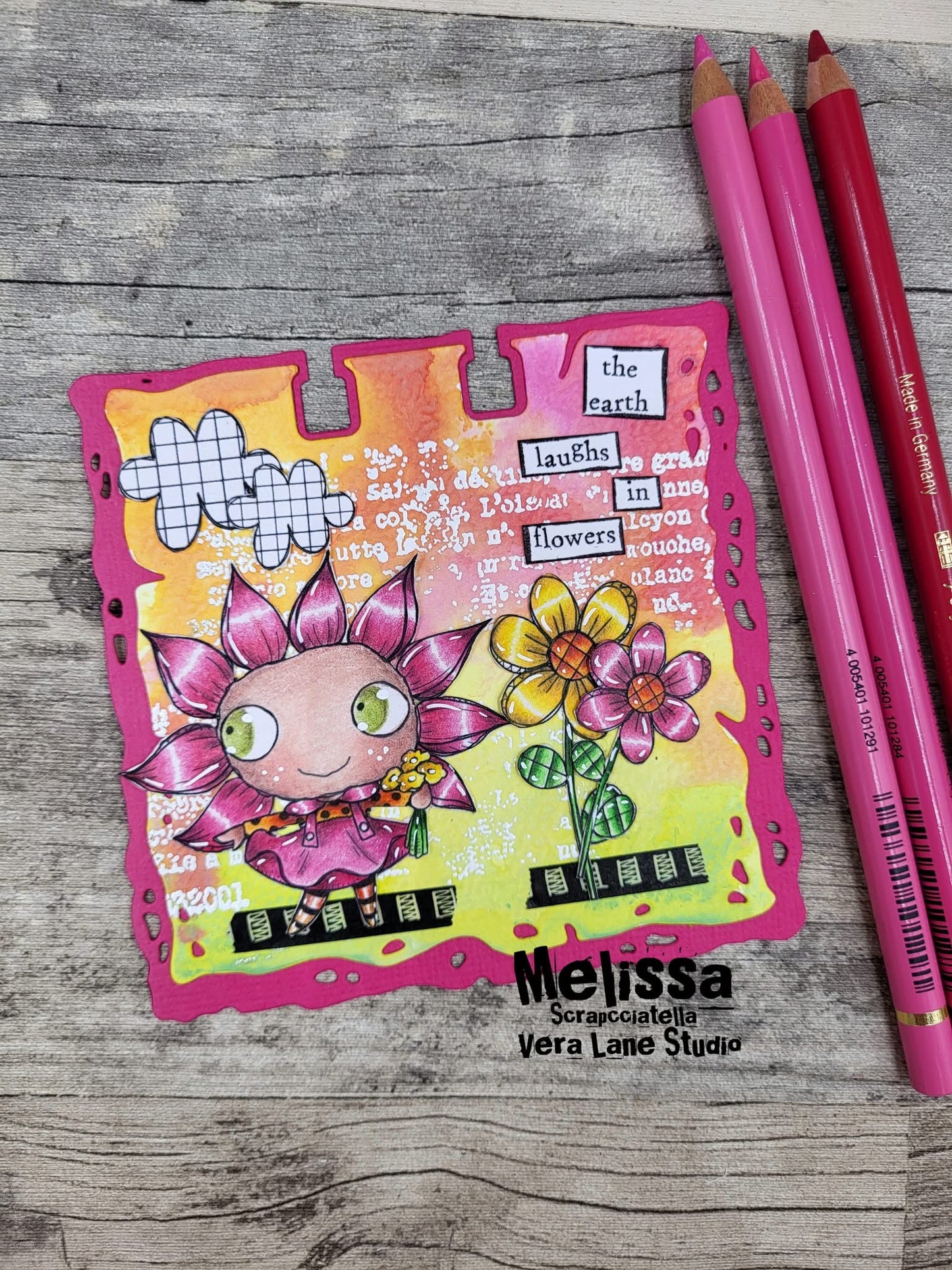 Danse des Petales - 3 Digi stamps 4 colorful backgrounds