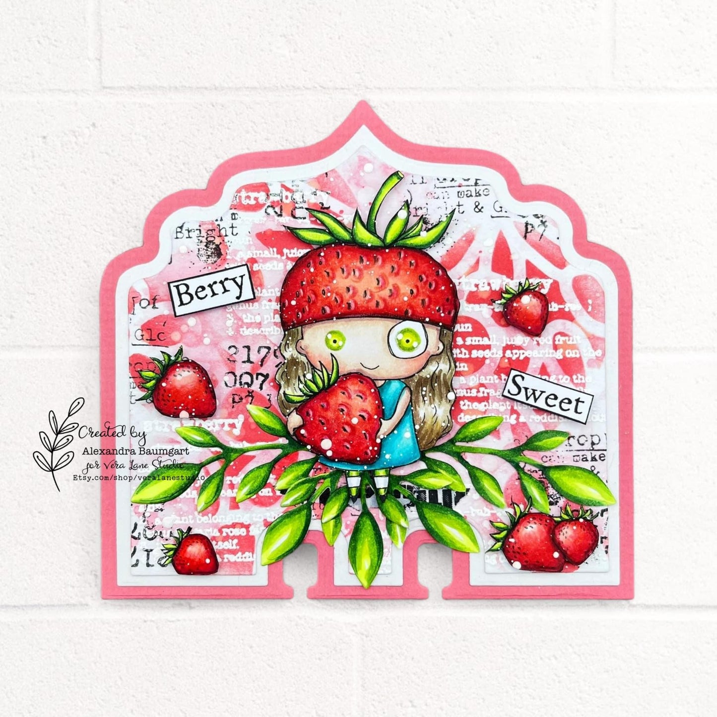 Strawberry. 4 Digi stamps in jpg and png files