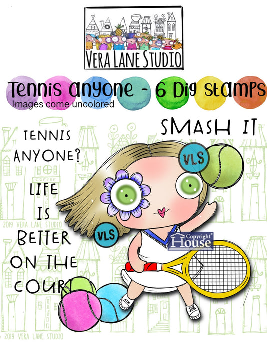 Tennis anyone? - 6 Digi stamps in jpg and one files