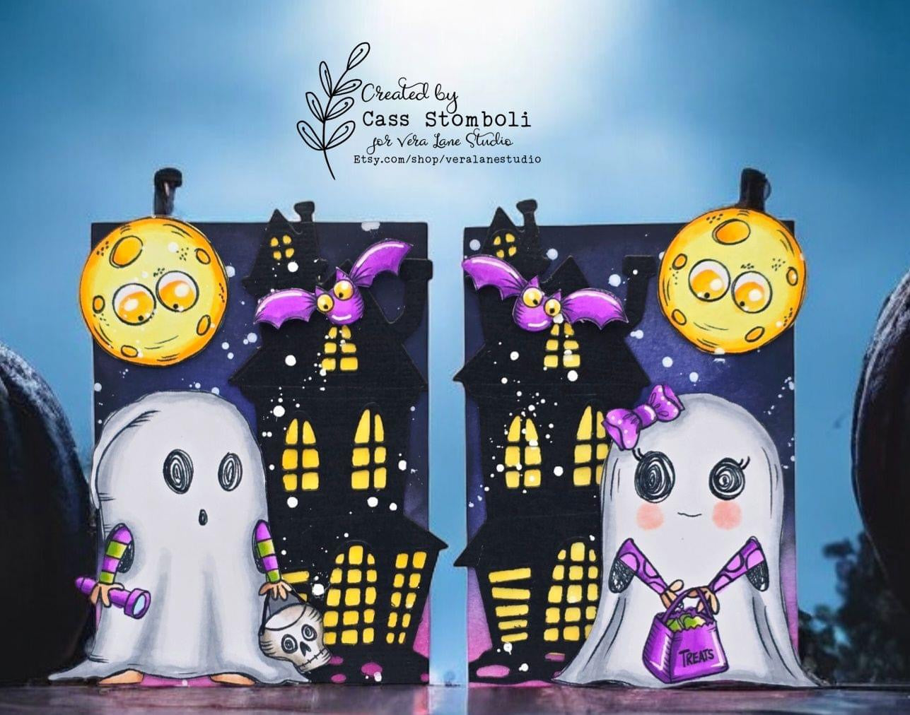 Halloween Moon - 6 Digi stamps in jpg and png files