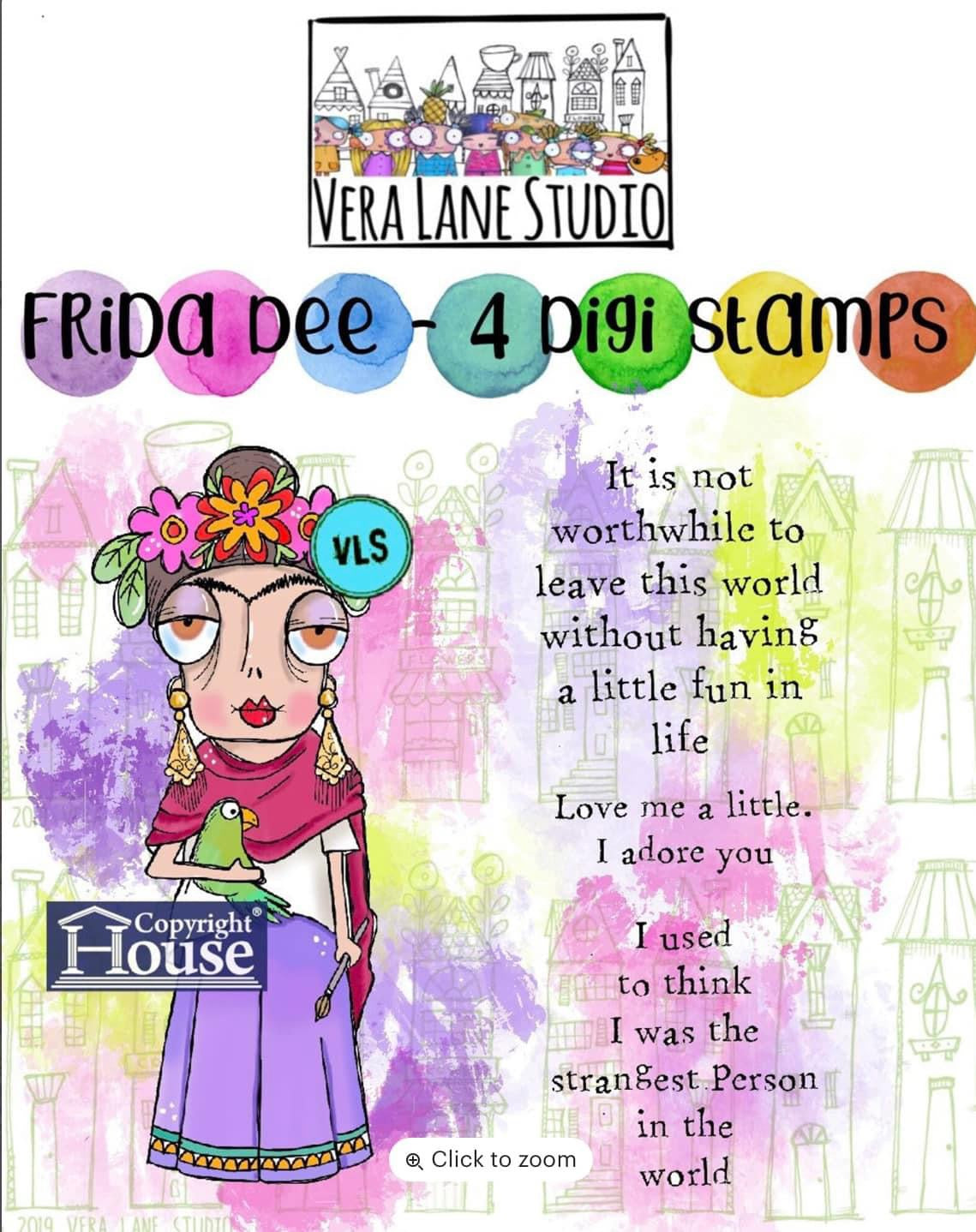 Frida Dee - 4 Digi stamps in jpg and png files