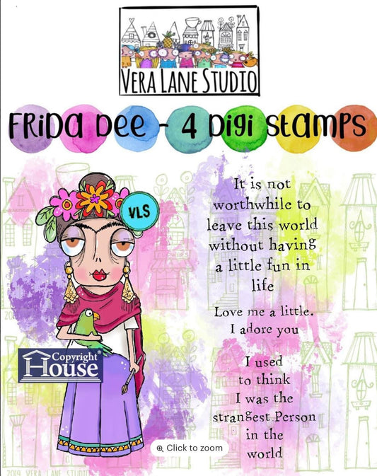 Frida Dee - 4 Digi stamps in jpg and png files