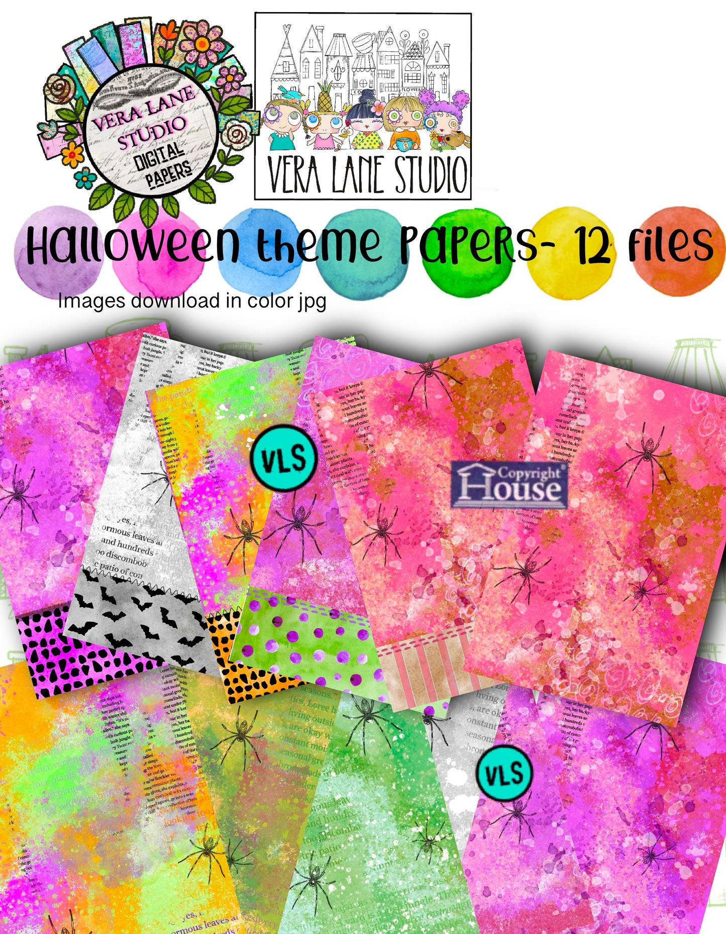 Halloween Theme Papers - 12 digital files