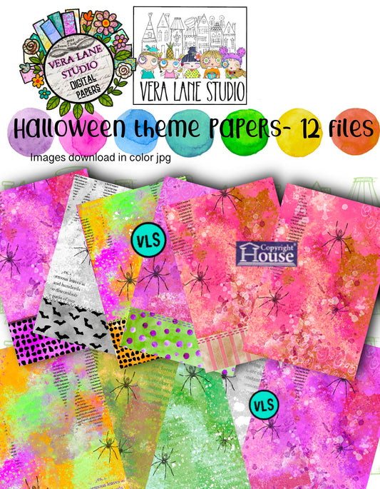 Halloween Theme Papers - 12 digital files