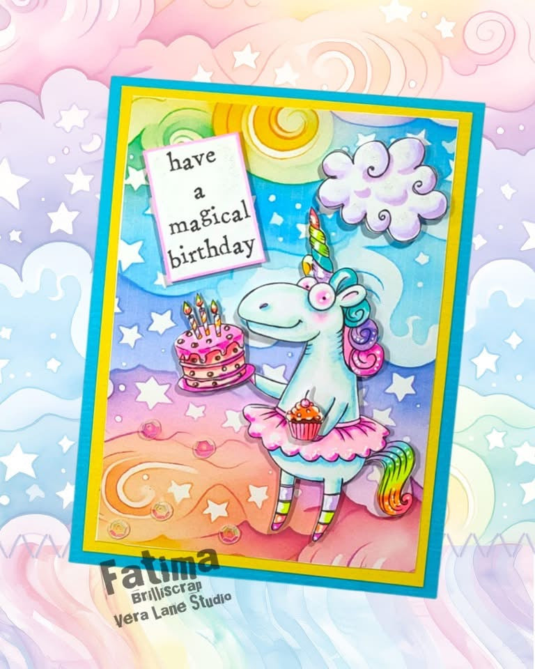 Sparkle Cake Unicorn Digi Stamp Set 7 Fun Stamps and Rainbow Backgrounds Instant Download for Cardmaking and Crafts