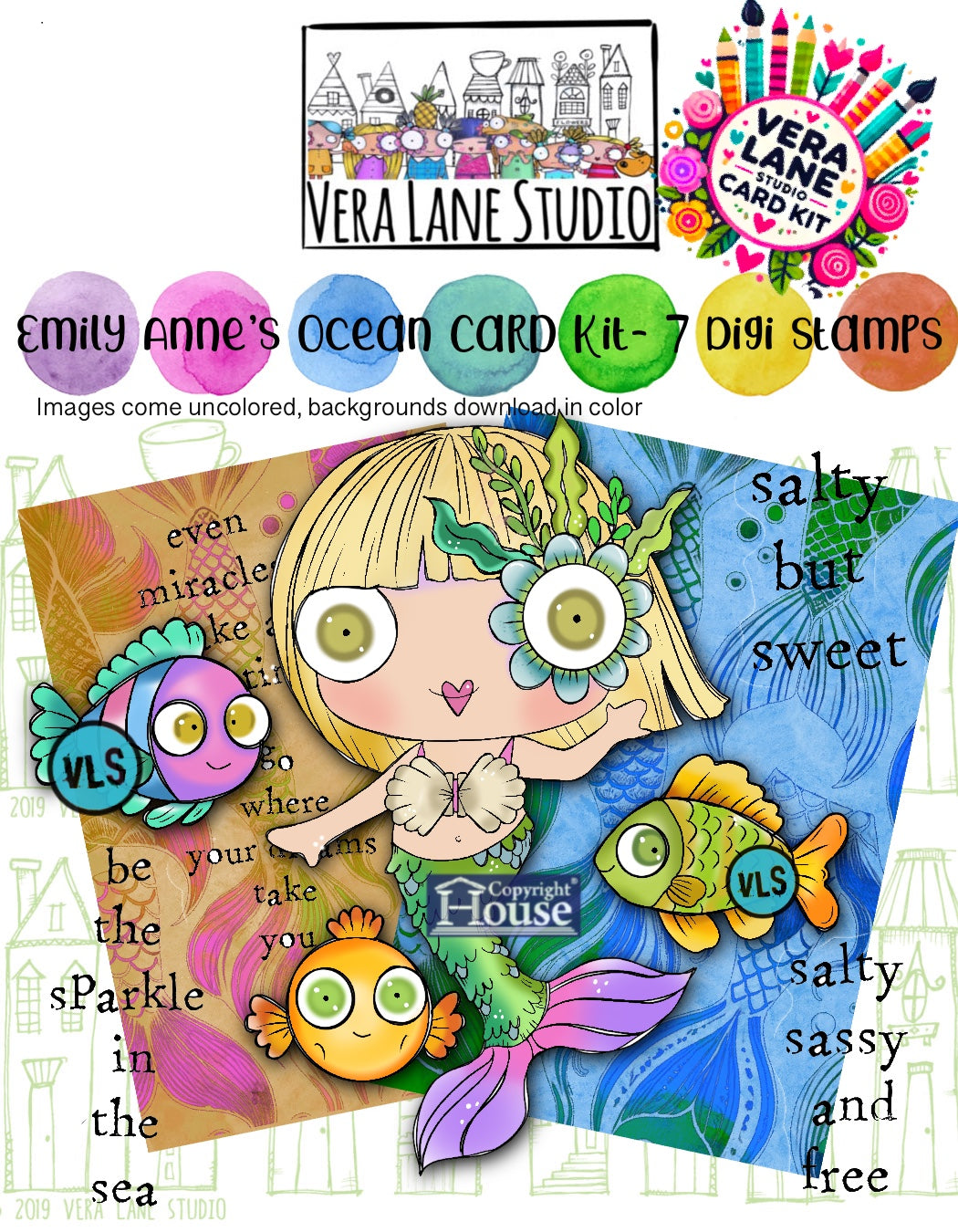 Emily Anne’s ocean dream bundle - 7 stamps, 12 colored digital papers