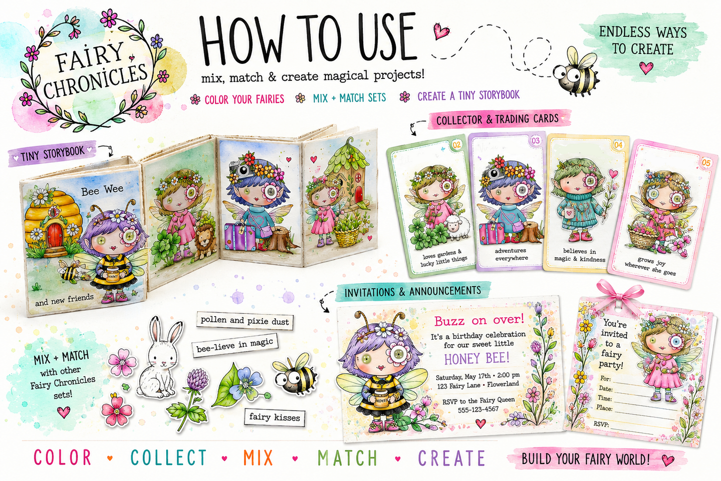 Bee Wee Fairy Digital Stamp and Scrap Kit | Fairy Chronicles