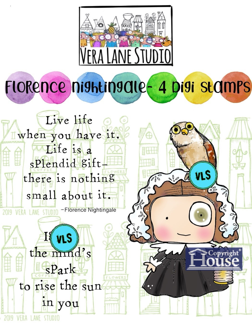 Florence Nightingale - 4 Digi stamps in jpg and png files