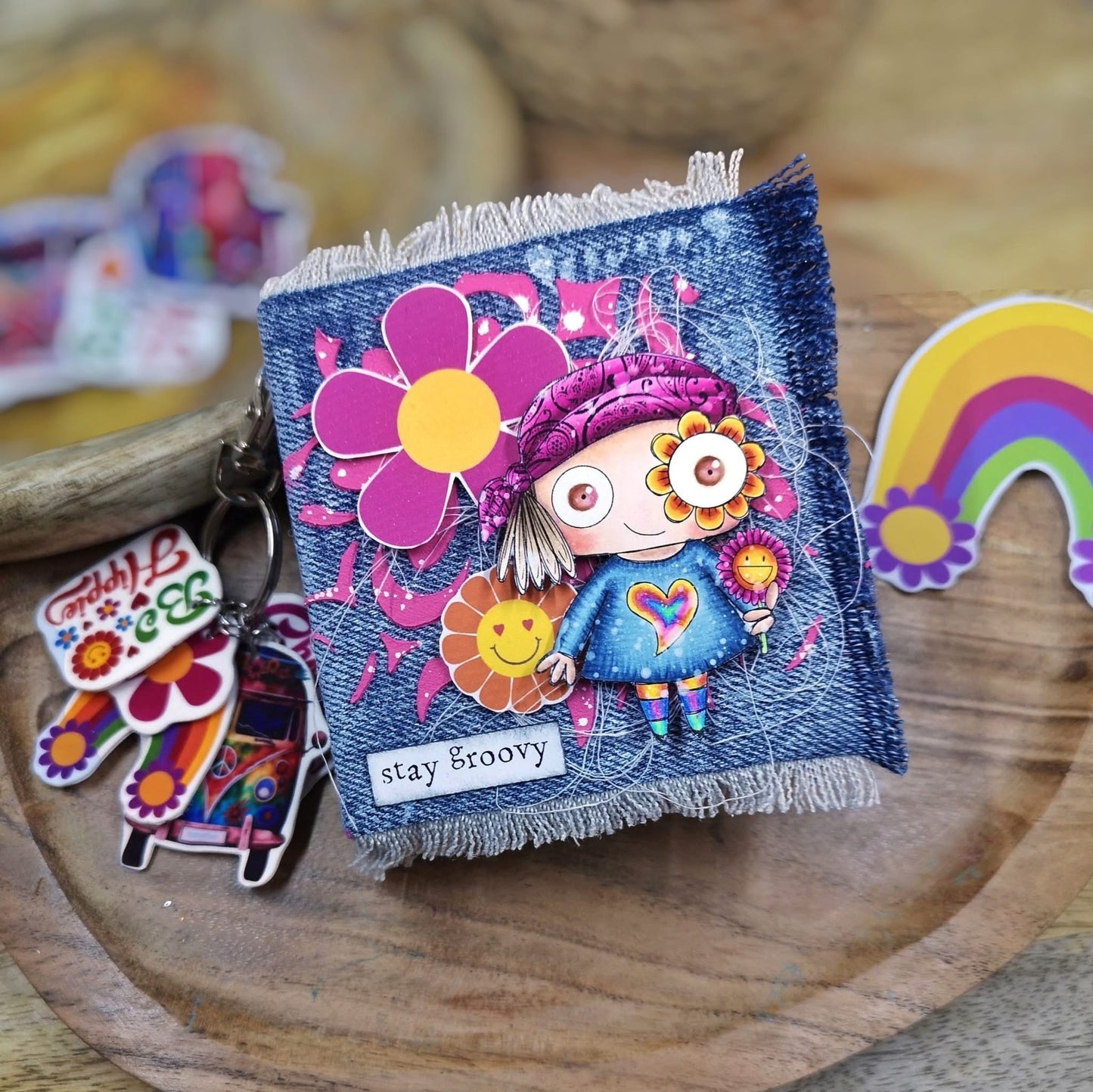 Stay Groovy card and scrap kit - 7 Digi stamps in jpg and png files, 2 backgrounds, and four bonus stickers