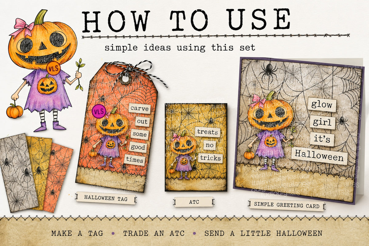 Jack-o’-lantern Girl Card Kit