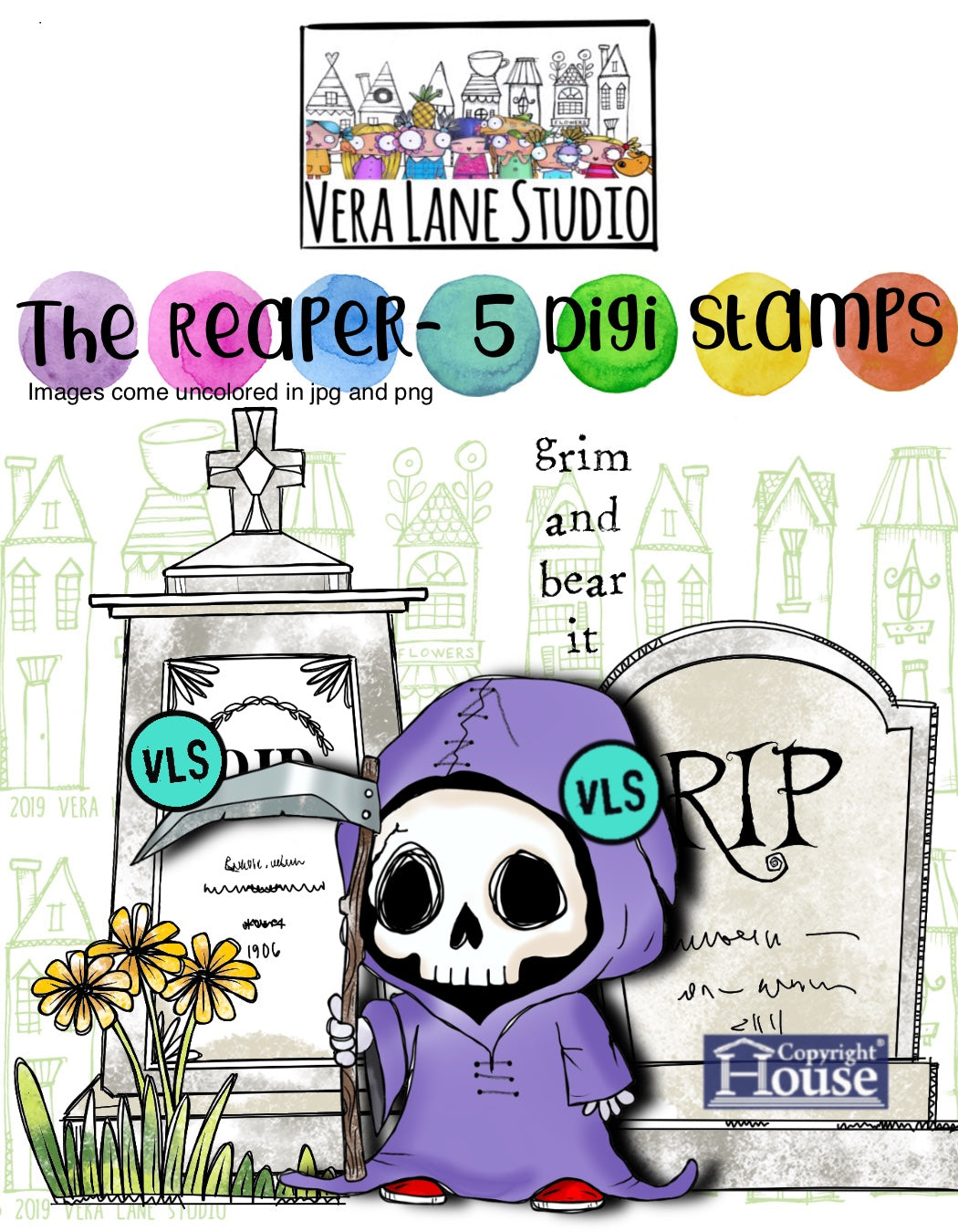 The Reaper- 5 Digi stamps in JPG and PNG files