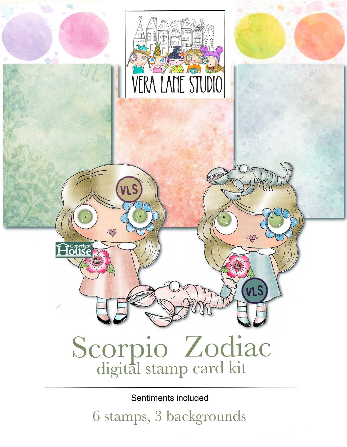 Scorpio Girl Zodiac Card and Scrap Kit