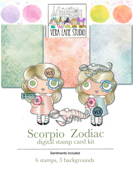 Scorpio Girl Zodiac Card and Scrap Kit