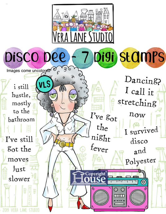 Disco Dee - 7 Digi stamps in jpg and png files
