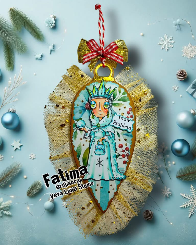 Snow Queen Dee mega bundle Card Kit - 7 digi stamps, 4 colored backgrounds