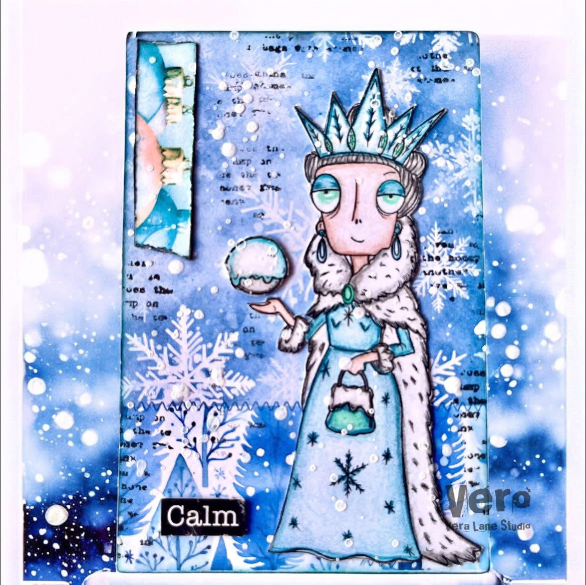 Snow Queen Dee mega bundle Card Kit - 7 digi stamps, 4 colored backgrounds