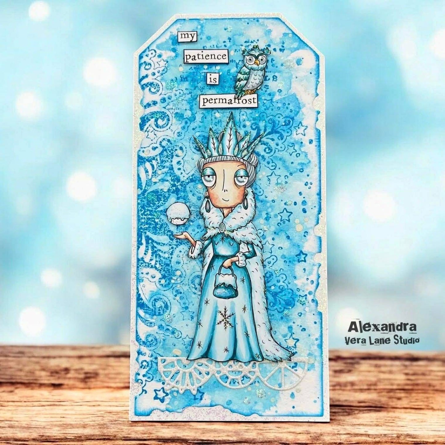 Snow Queen Dee mega bundle Card Kit - 7 digi stamps, 4 colored backgrounds