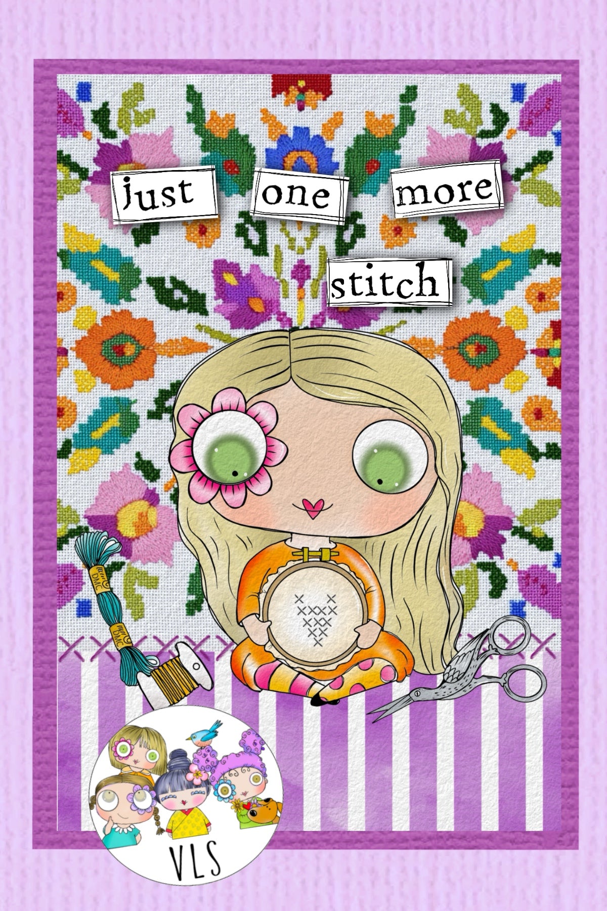 Floss & Found - digital card kit 7 stamps, 2 backgrounds